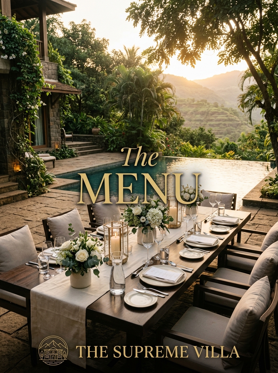 The Supreme Villa Food Menu Cover